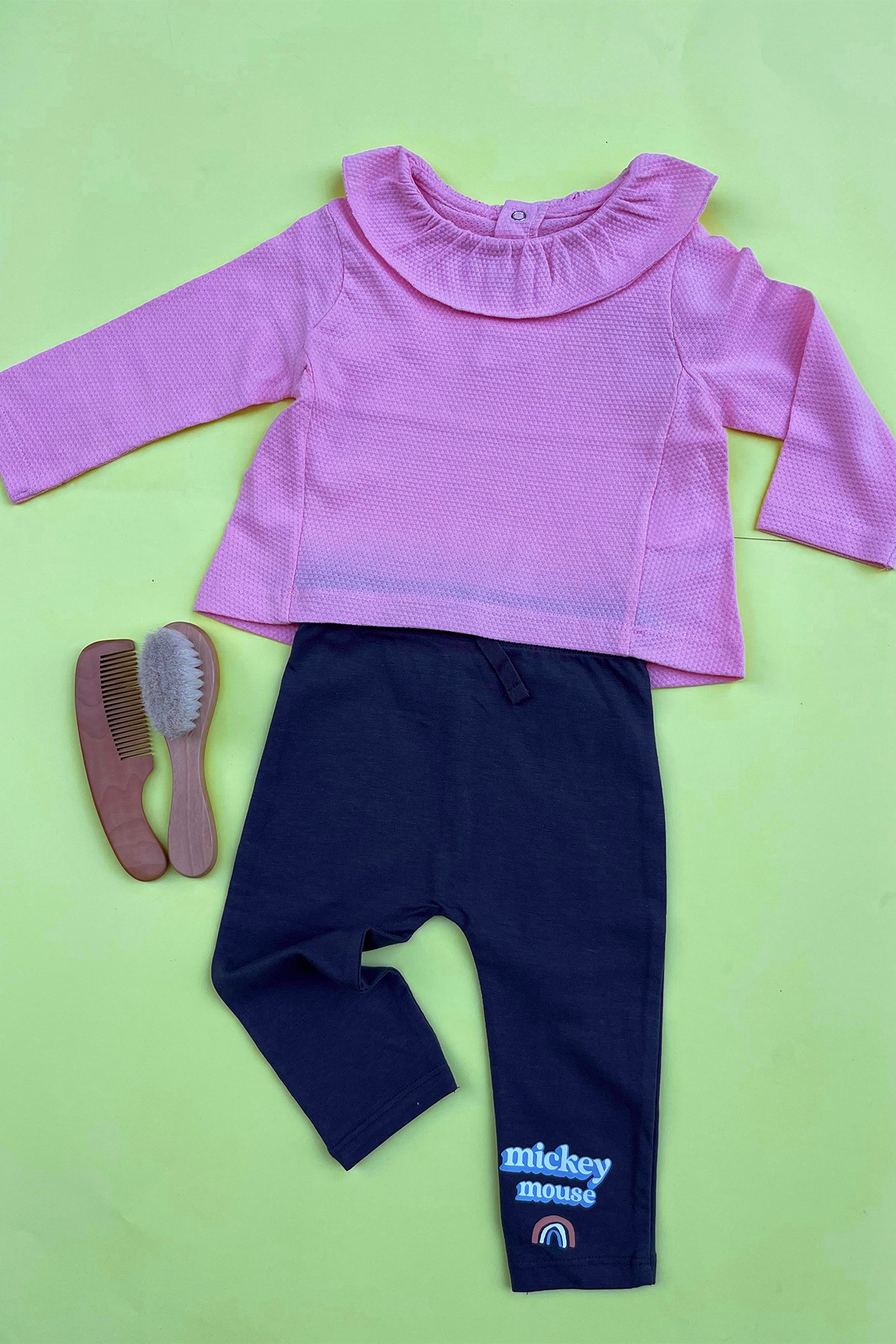 Pembe Yakası Fırfırlı Bluz