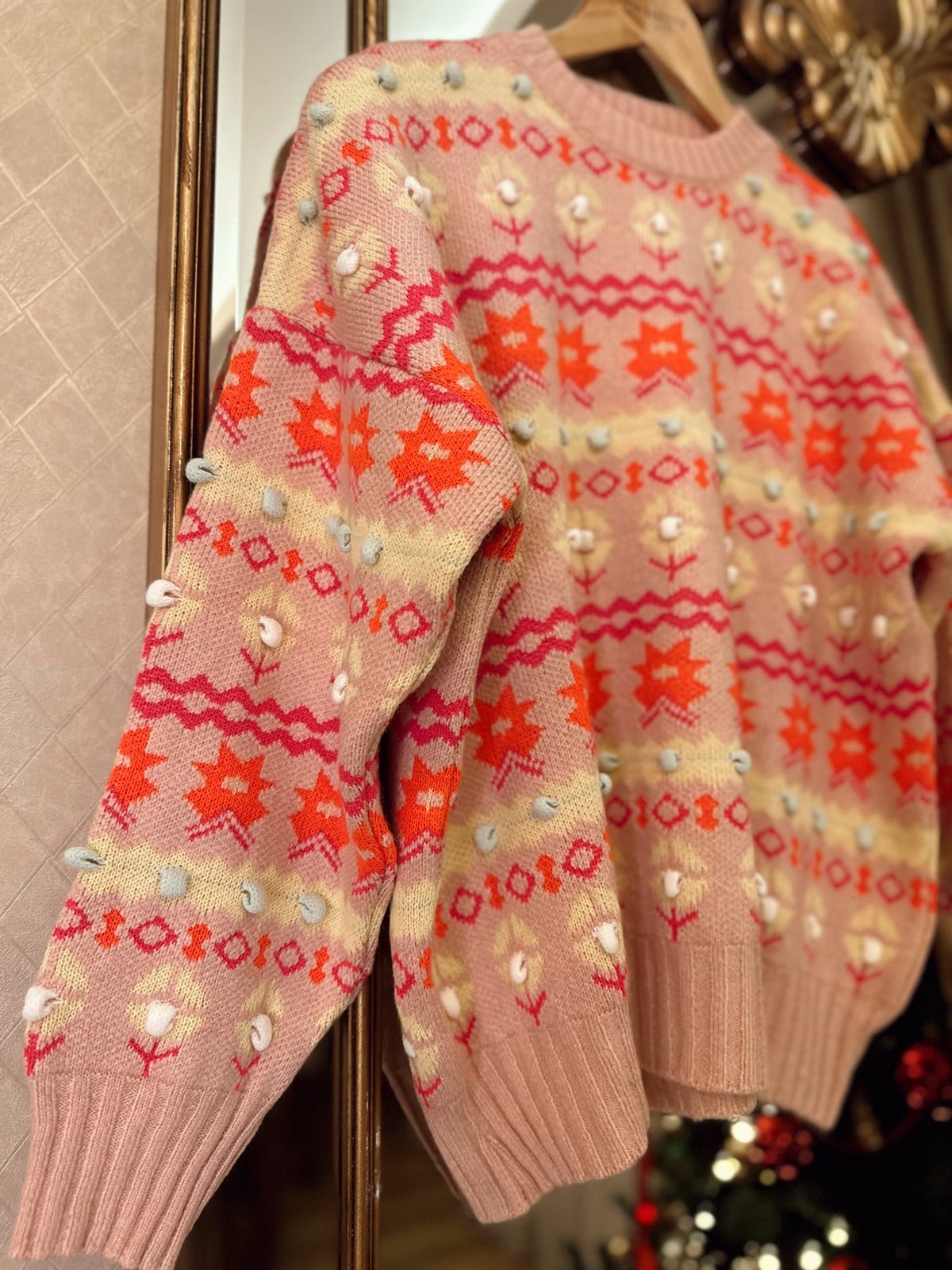 Pudra Pembe Desenli Kazak