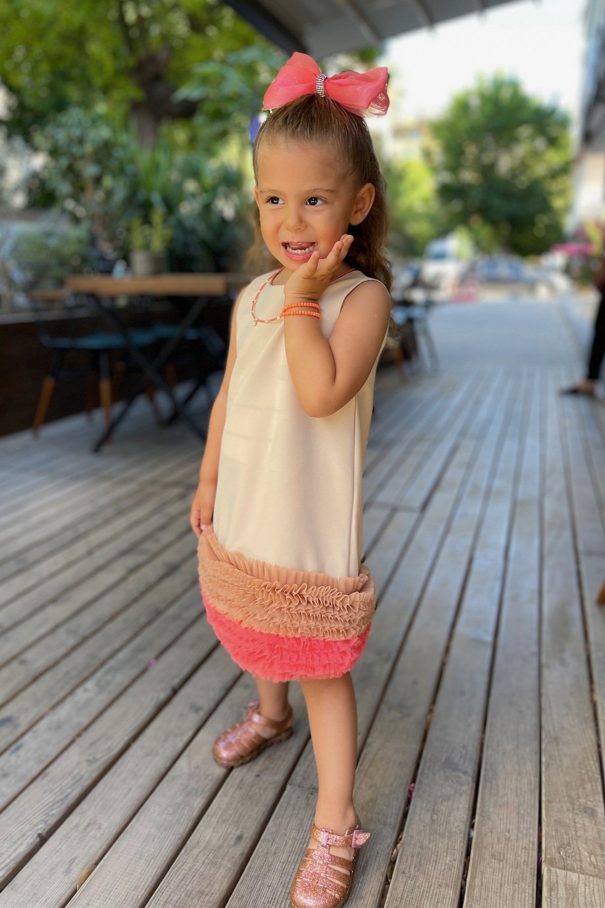 Renkli Fırfırlı Elbise