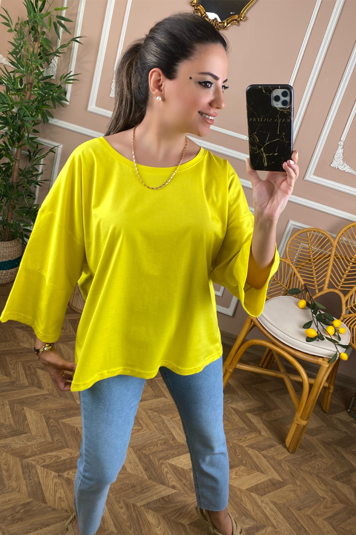 Sarı Basic Salaş Tshirt