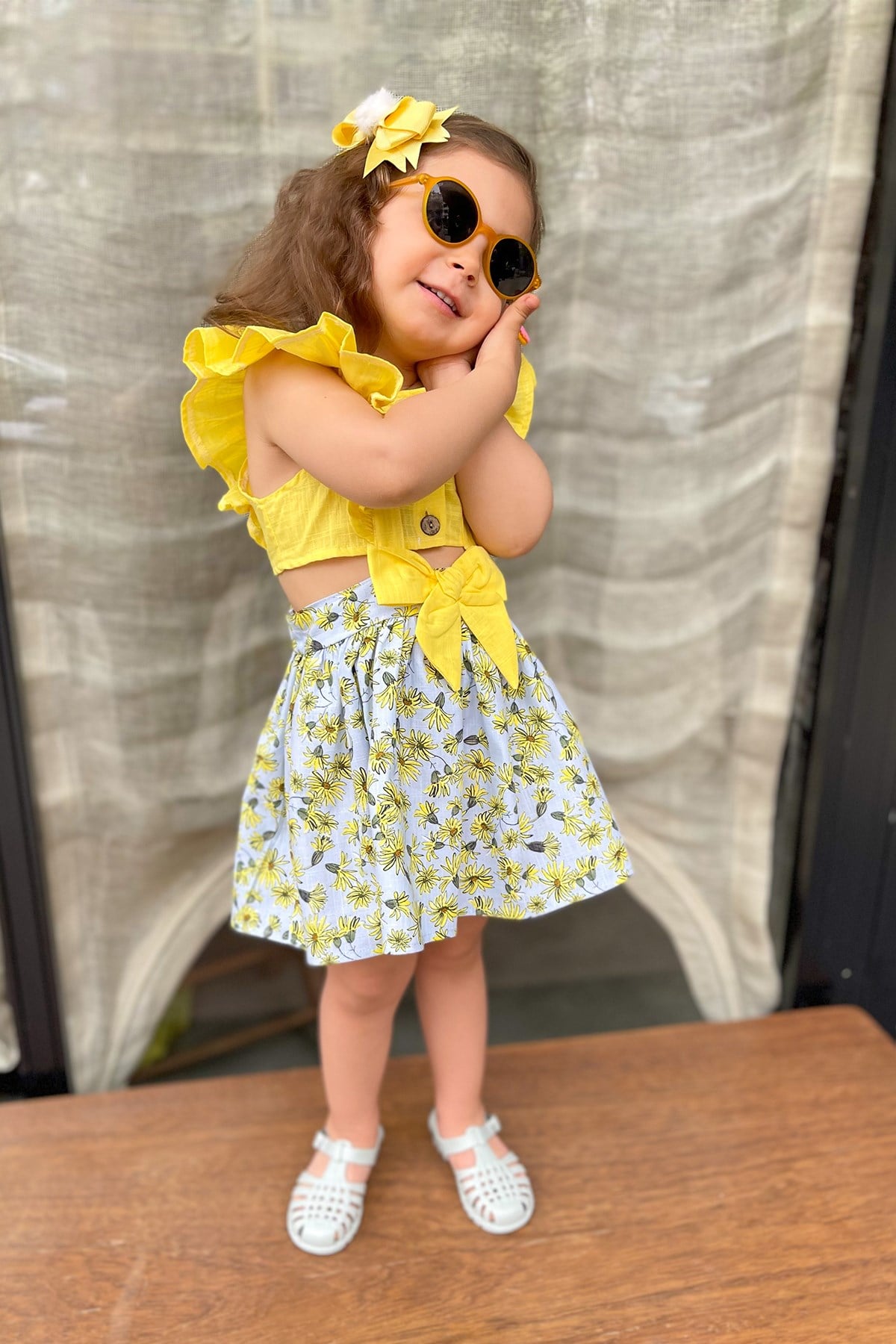 Sarı Desenli Elbise