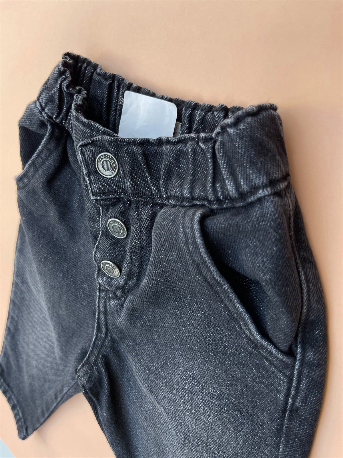 Siyah Beli Lastikli Kot Pantolon