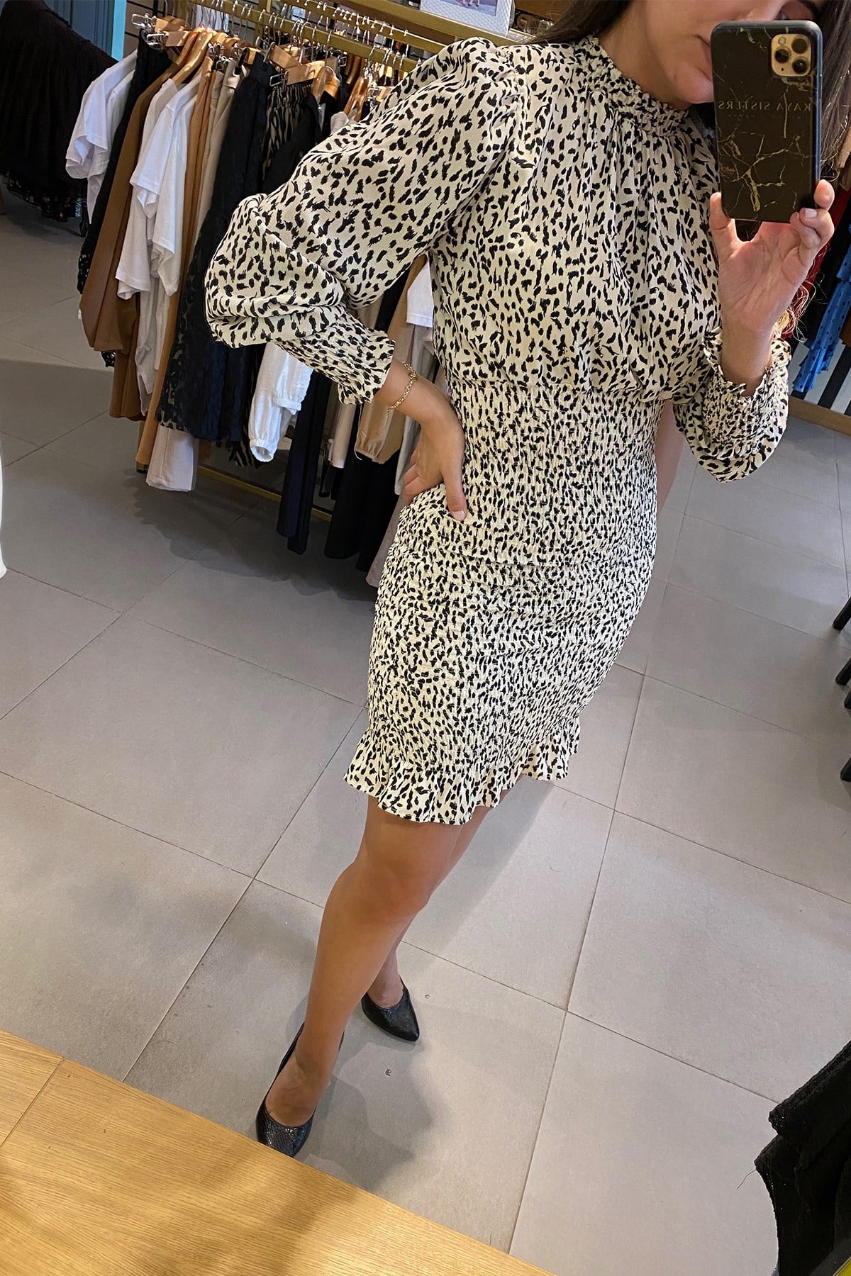 Siyah Beyaz Gipeli Elbise