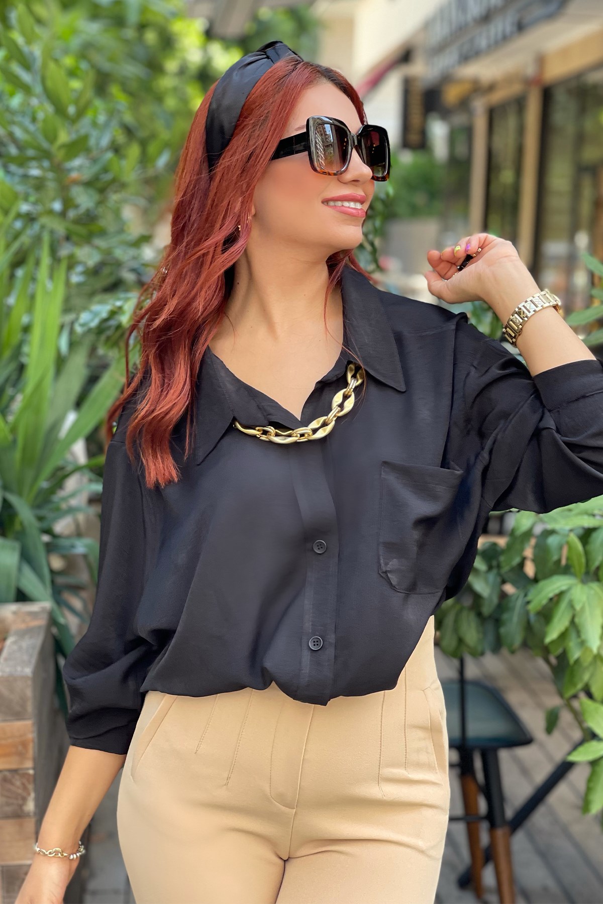 Siyah Oversize Gömlek