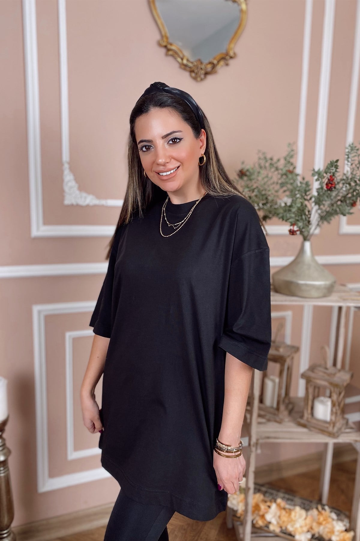 Siyah Pamuk Kumaş Basic Tshirt