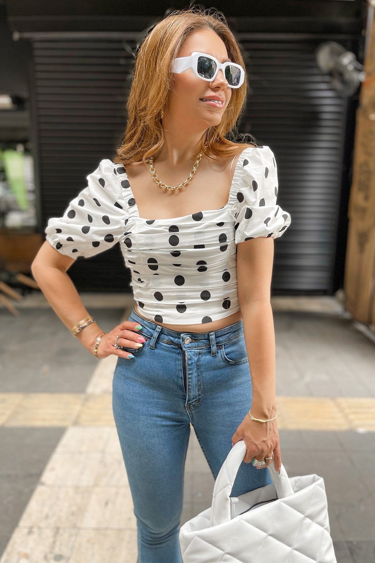 Siyah Puanlı Bluz 