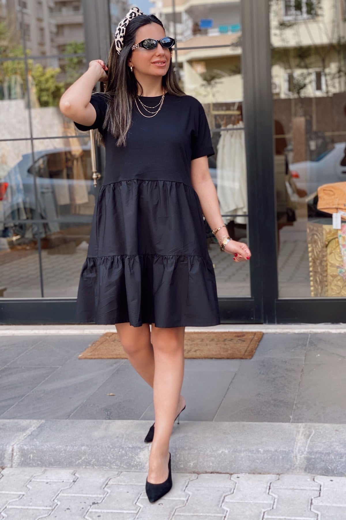 Siyah Yarım Kol Elbise