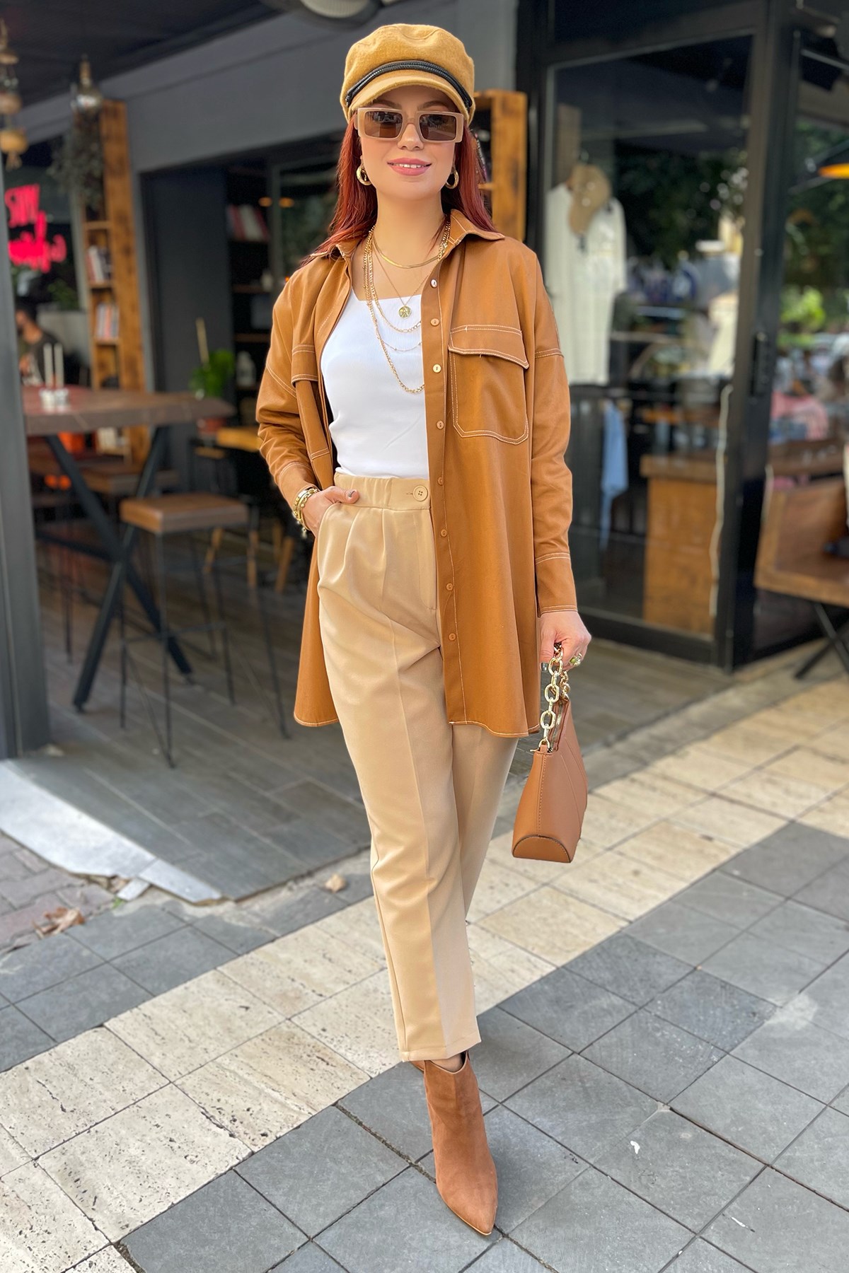 Taba Cepli Oversize Gömlek