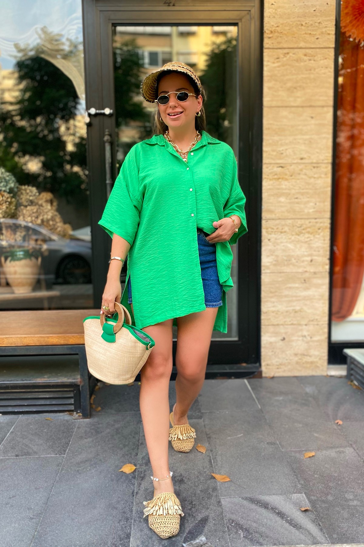 Yeşil Oversize Gömlek