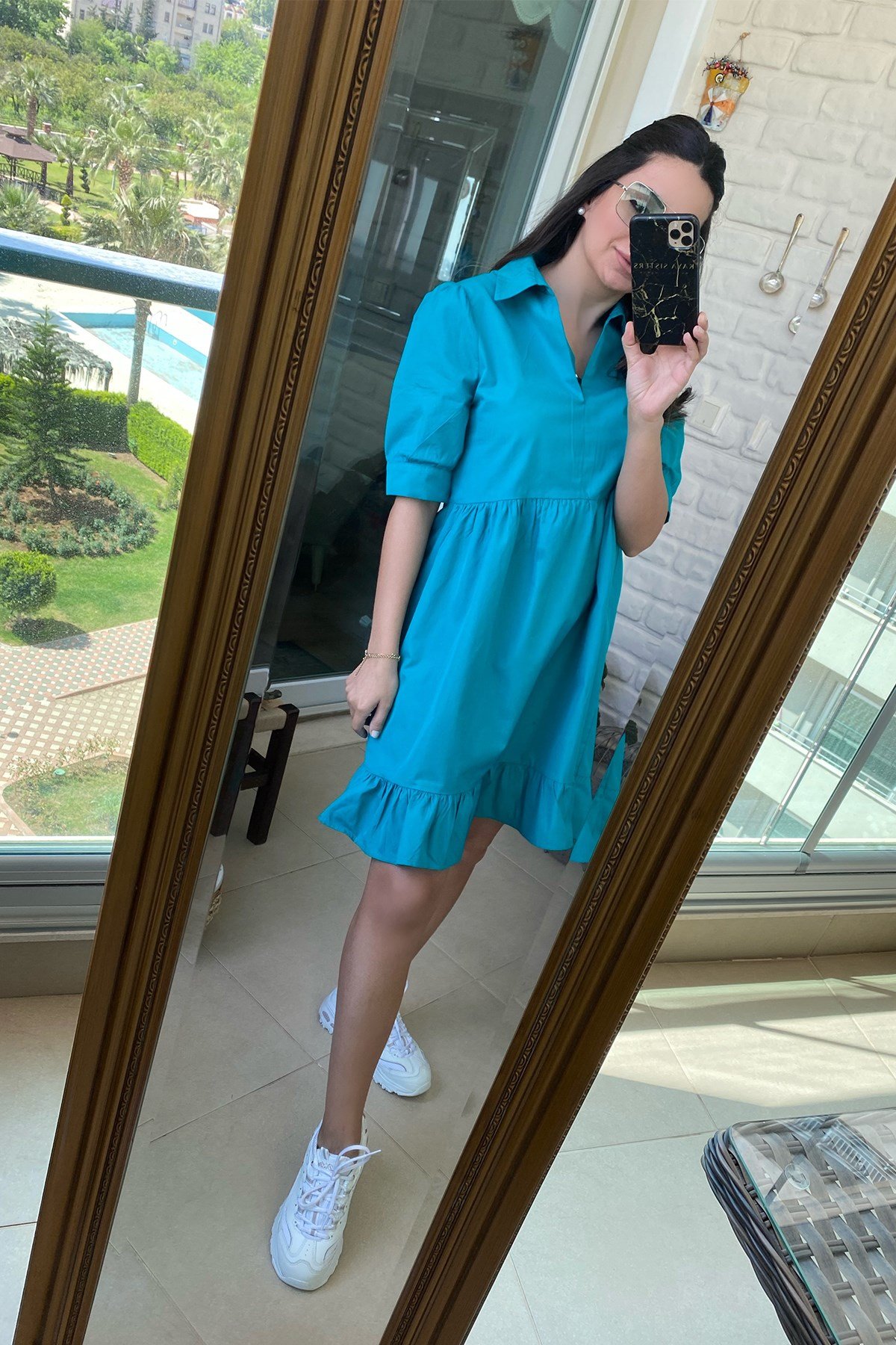 Yeşil Poplin Elbise