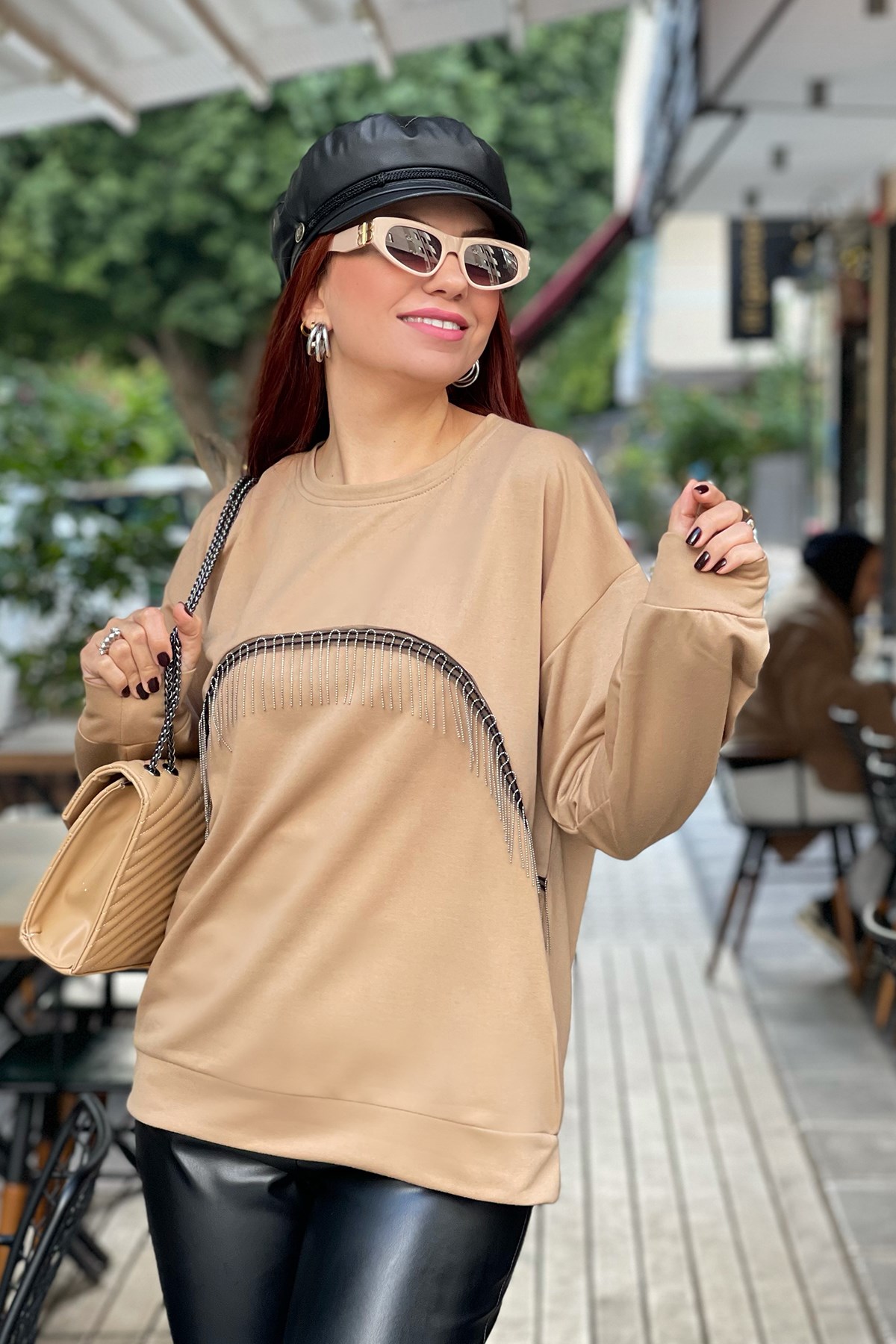 Zincir Detaylı Vizon Sweatshirt