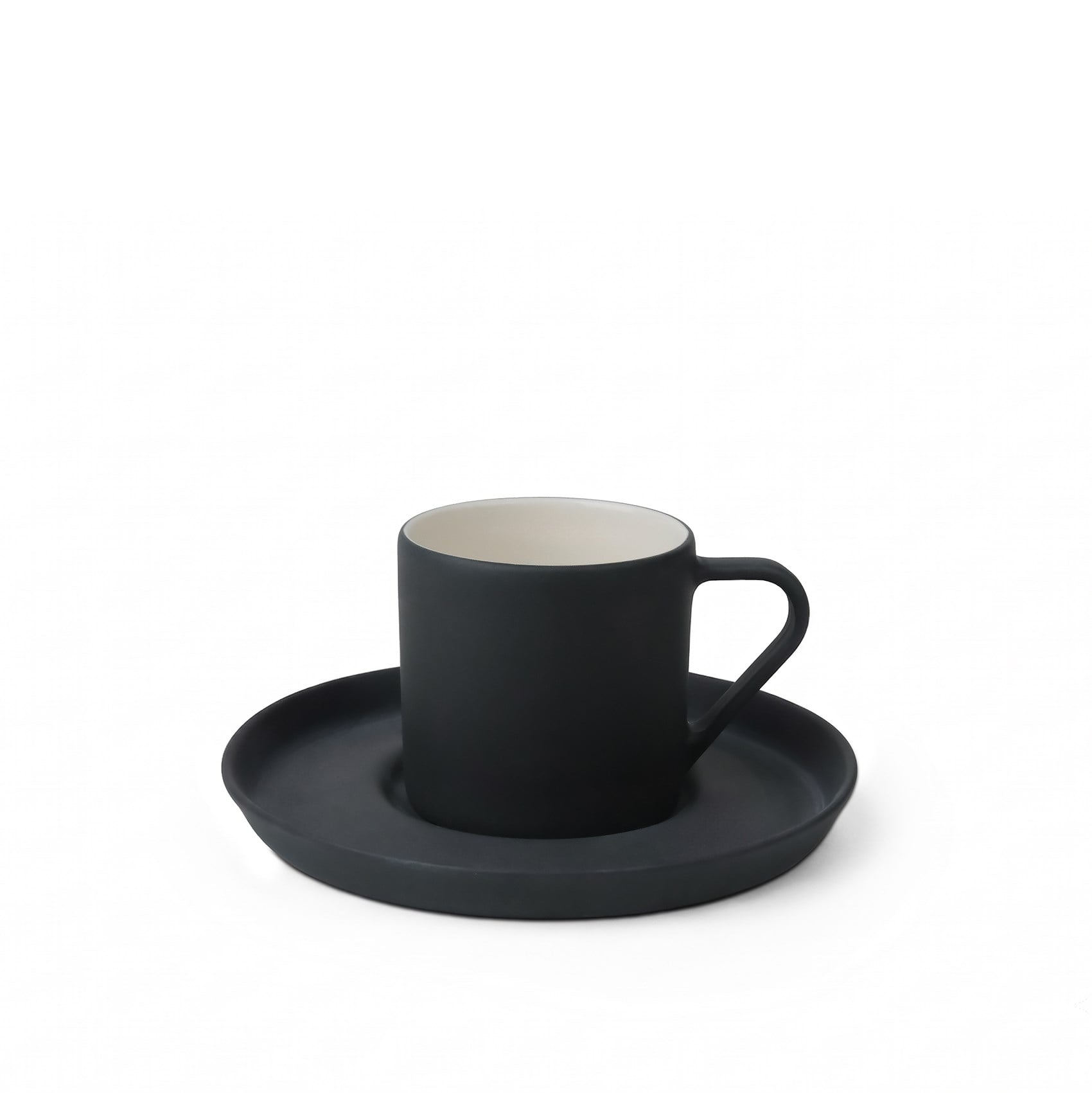 Nest Tabaklı Kahve Fincanı 90 ml Siyah-Siyah&Fildişi