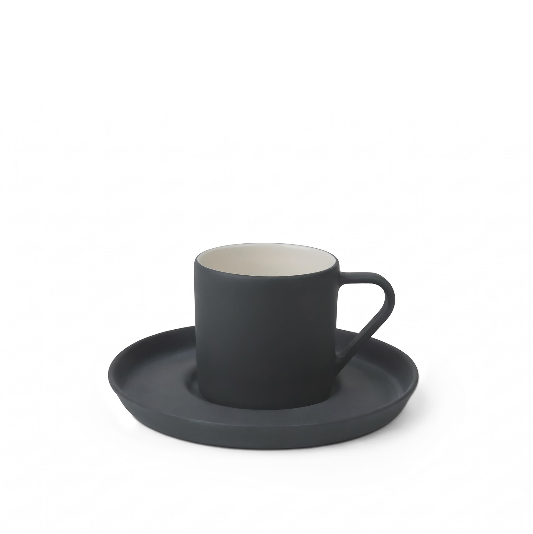 Nest Tabaklı Kahve Fincanı 90 ml Siyah-Siyah&Fildişi