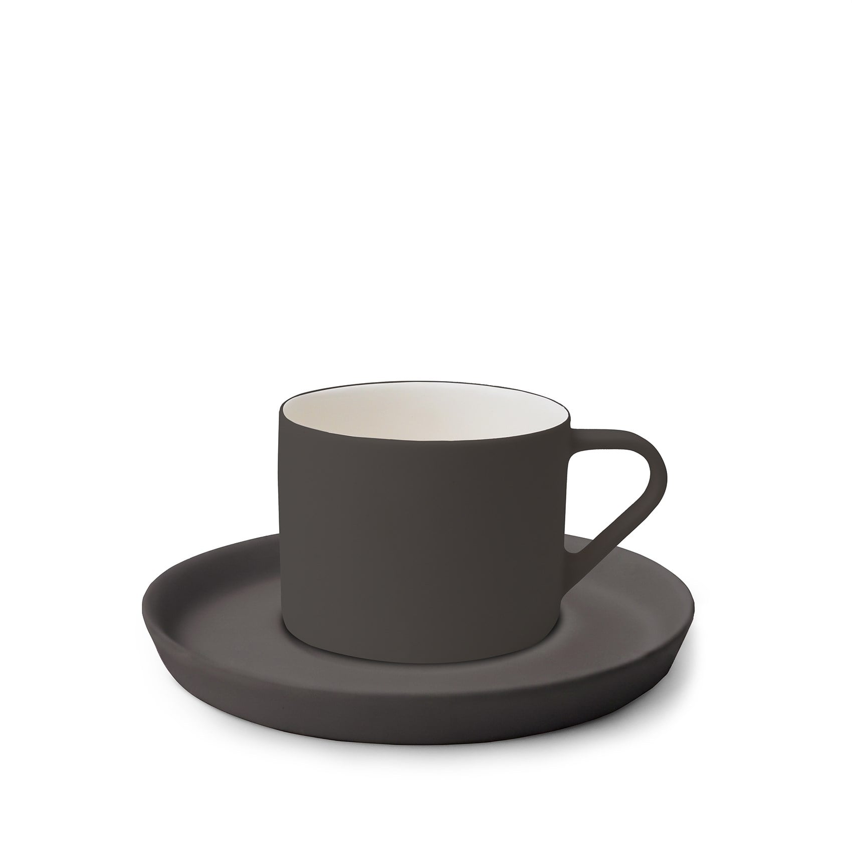 Nest Tabaklı Kahve/Çay Fincanı 180 ml Siyah-Siyah&Fildişi