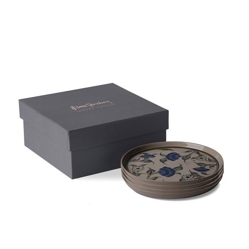 Flora Yuvarlak 4'lü Pasta Tabağı Seti Taş