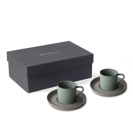 Nest Glitter 2’li Tabaklı Kahve Fincan Takımı 90 ml Taş-Pırıltılı Nil