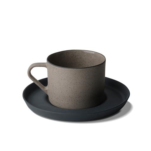 Nest Glitter Tabaklı Kahve/Çay Fincanı 180 ml Siyah-Pırıltılı Taş