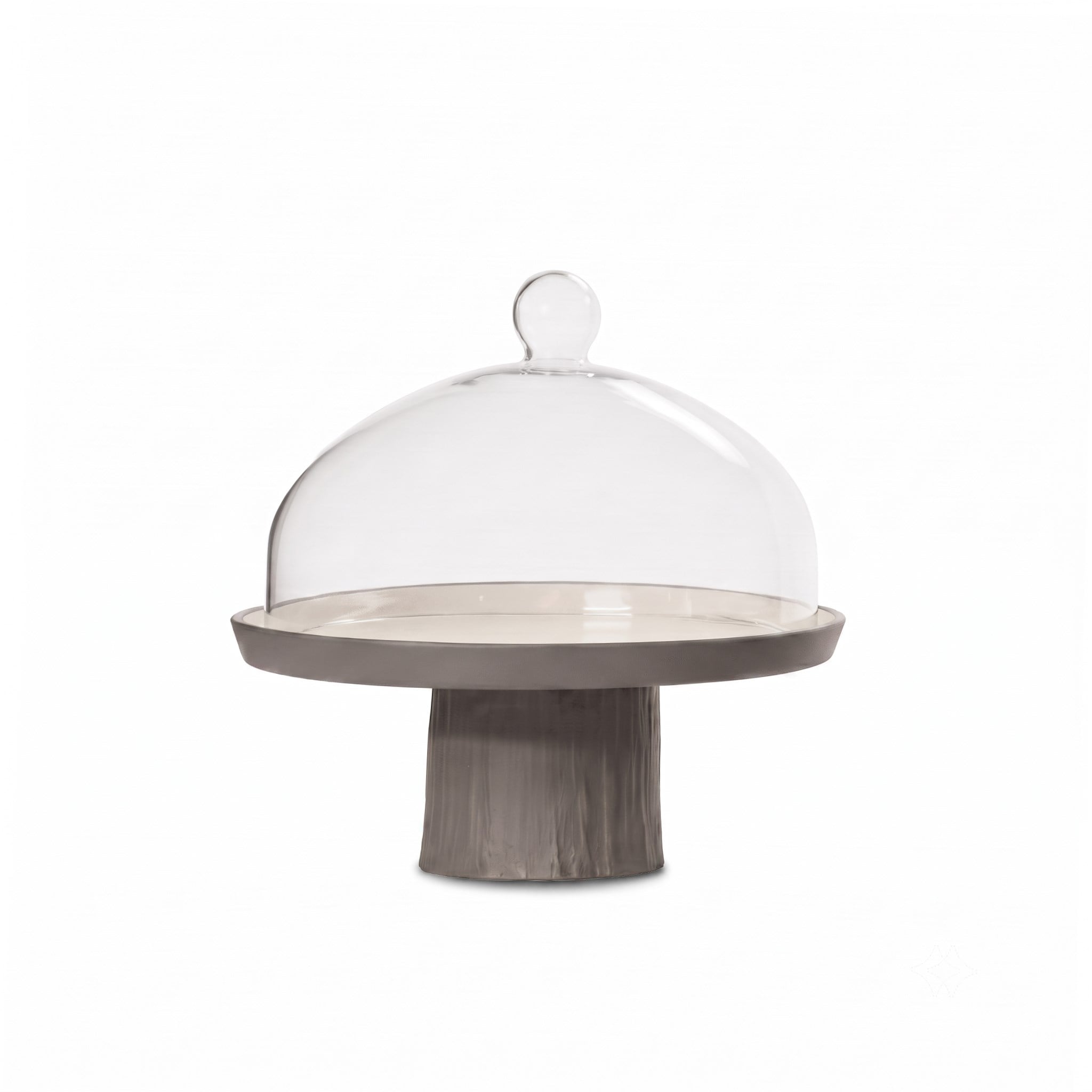 Tree Round Medium Cake Salver with Glass Dome  Rock - Rock & Ivory 22,5 cm 