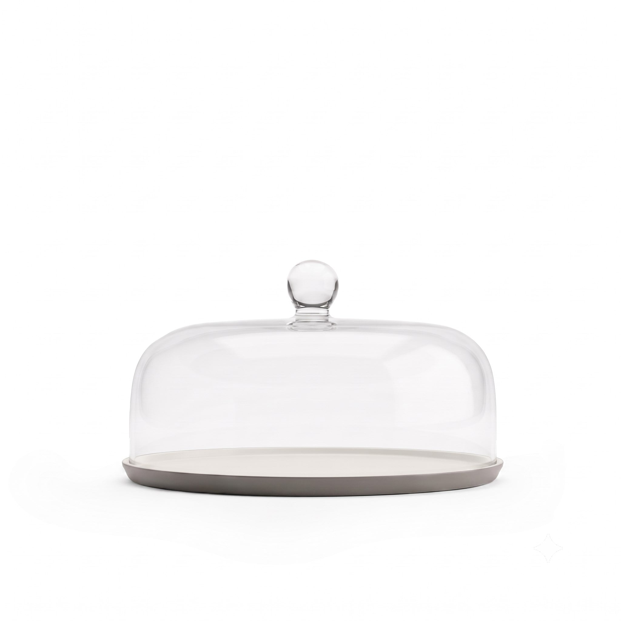 Round 33cm Plate with Glass Dome Rock&Ivory 