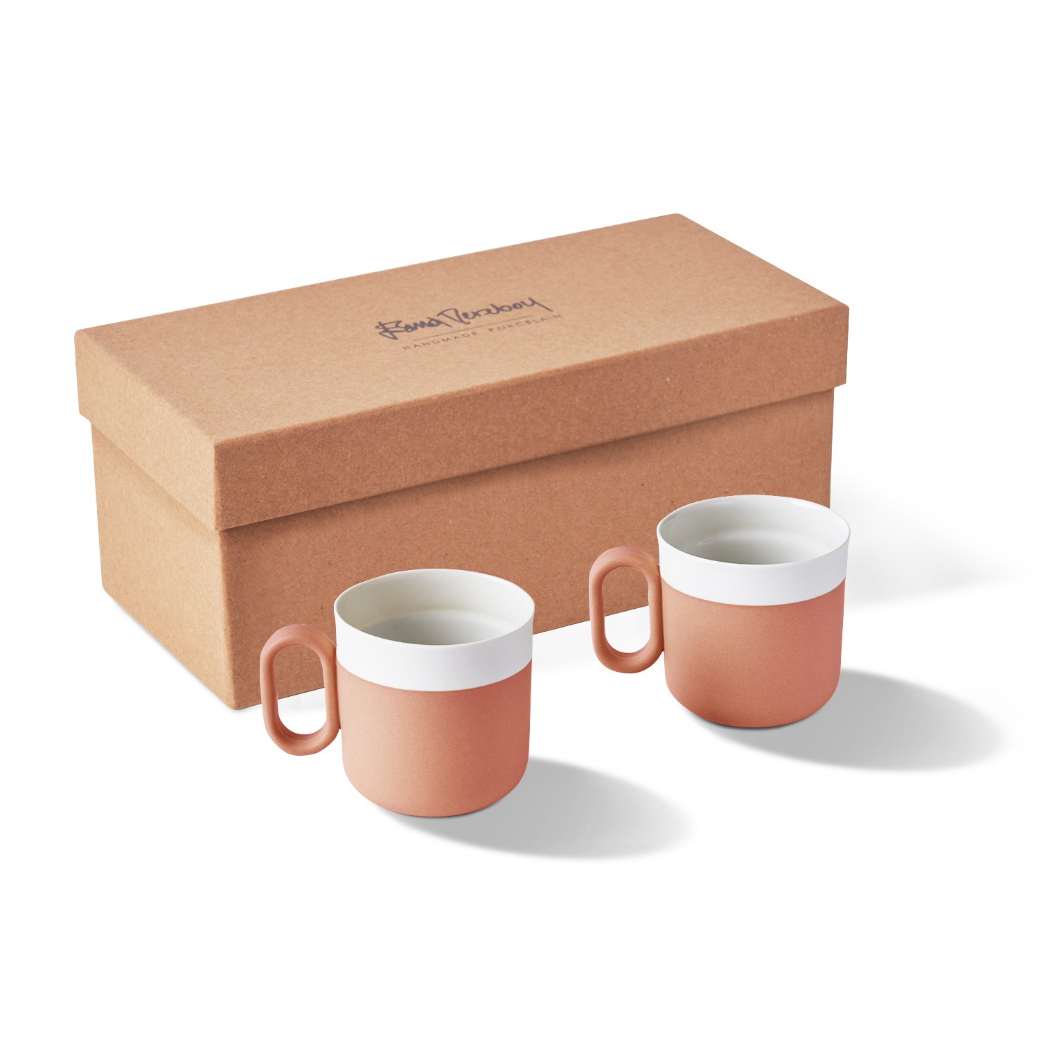 Capsule Coffee/Tea Cup Set of 2 Coral & Ivory 