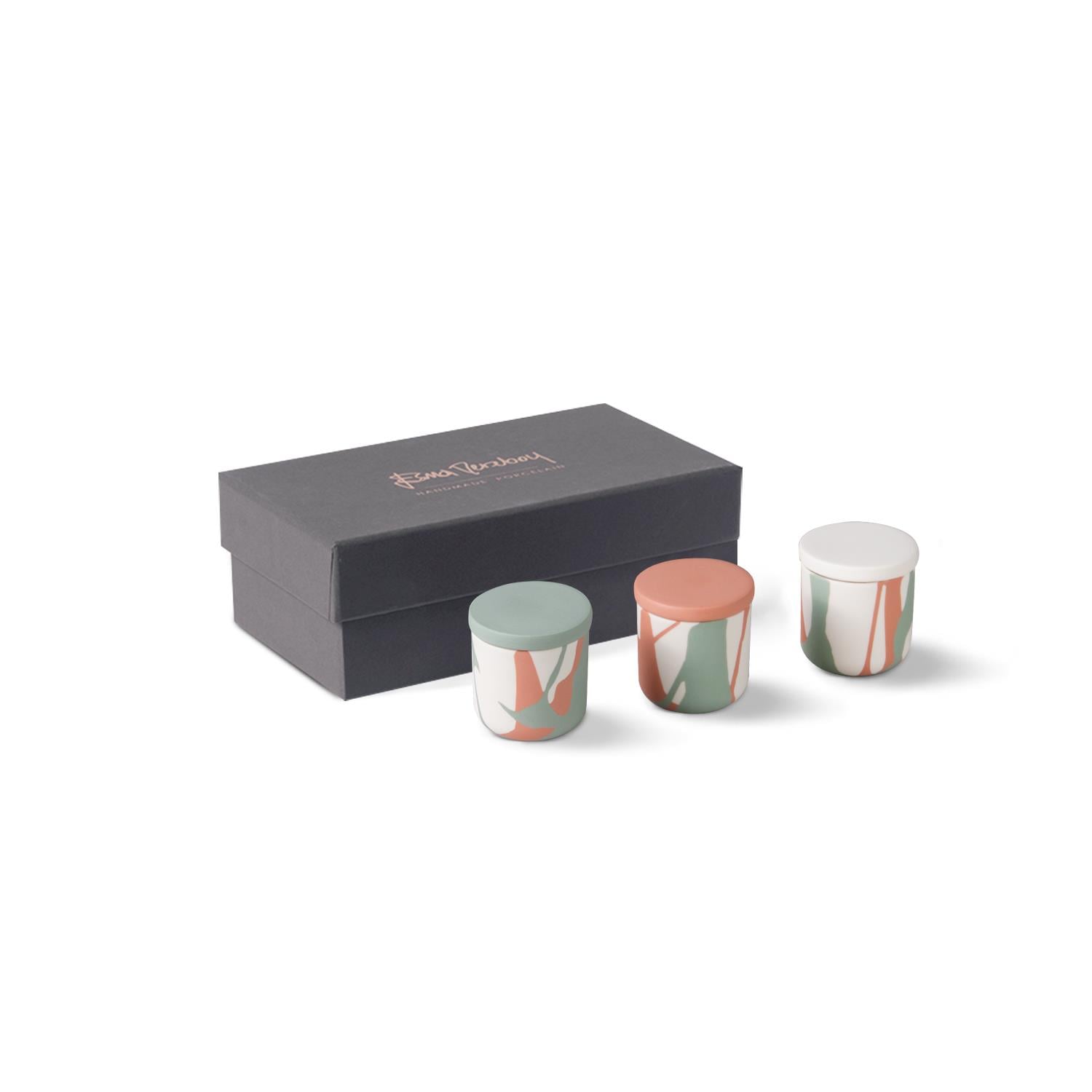 Capsule Colour Wave Candle Set Of 3 Nile & Coral & Ivory 