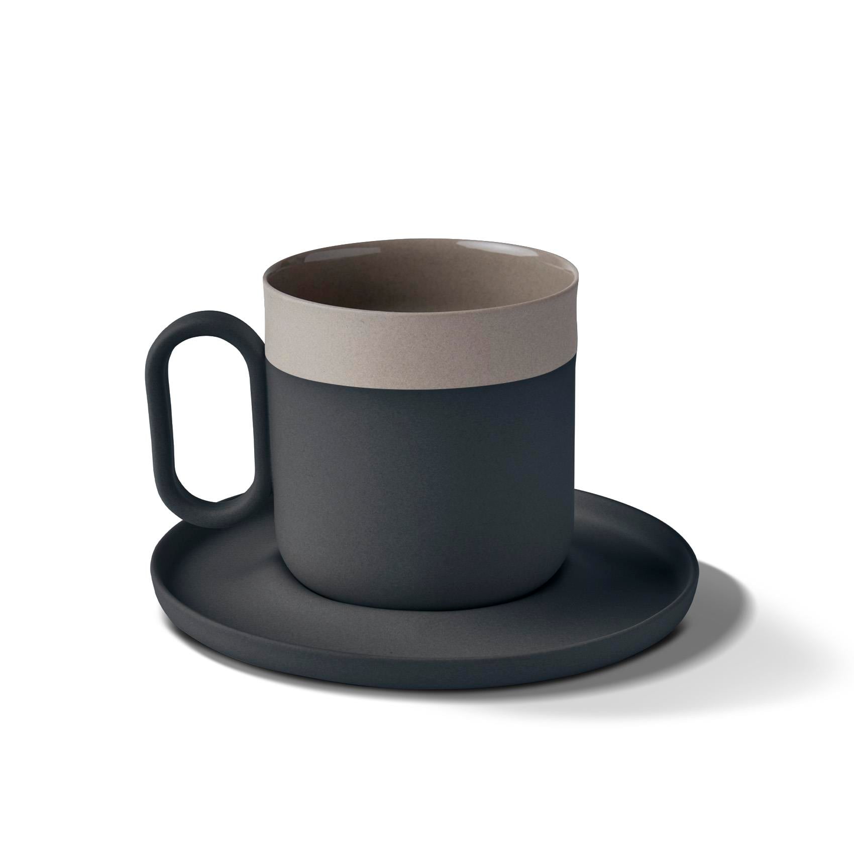 Capsule Tabaklı Çay Fincanı Siyah - Siyah & Taş