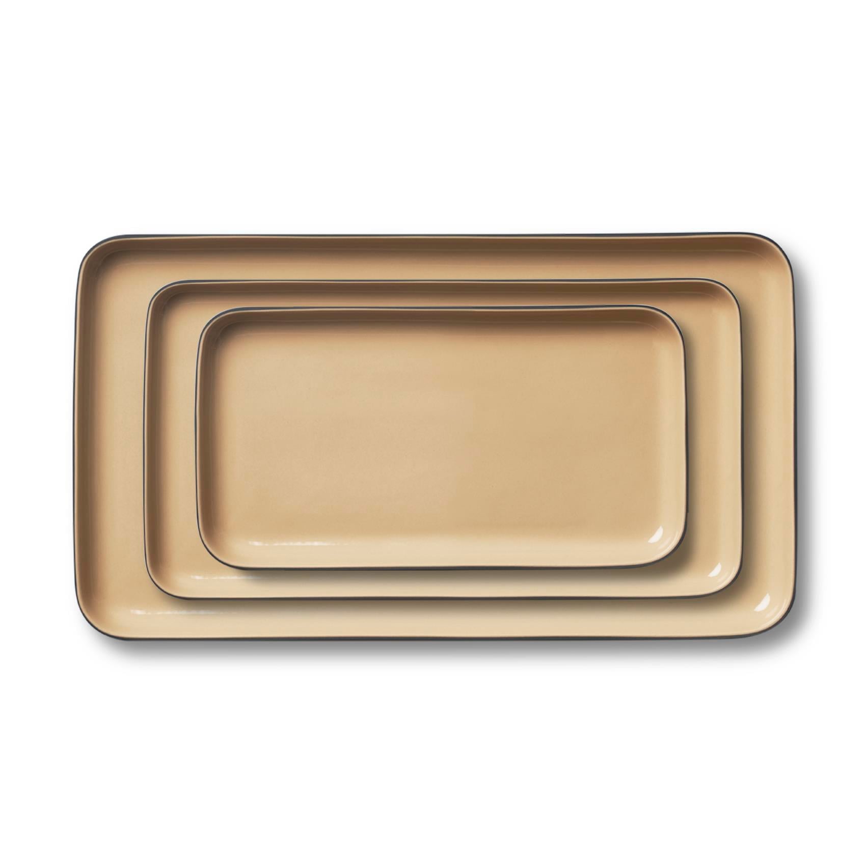 Rectangle Plate Set Black & Straw