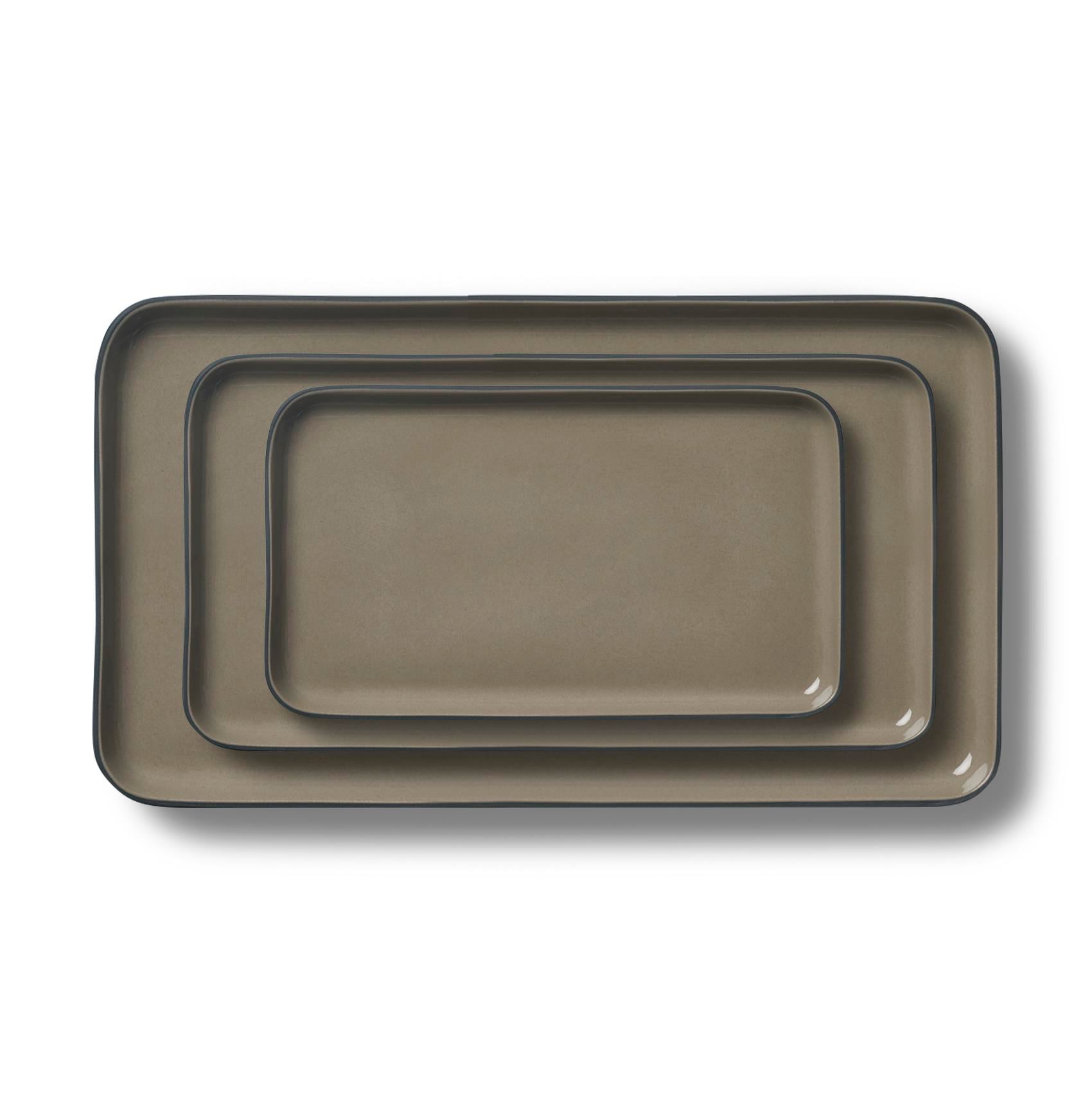 Rectangle Plate Set Black & Rock