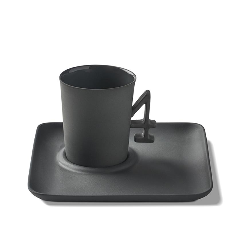 Fıgures Espresso Cup Wıth Saucer Handle 4 Black-black