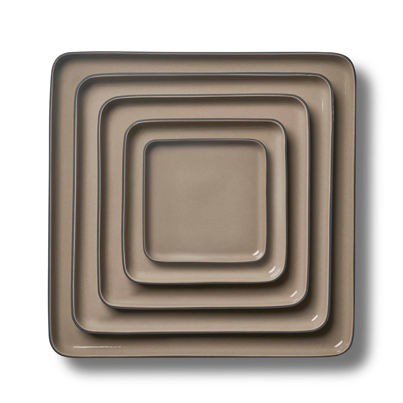 Square Plate Set Black & Rock
