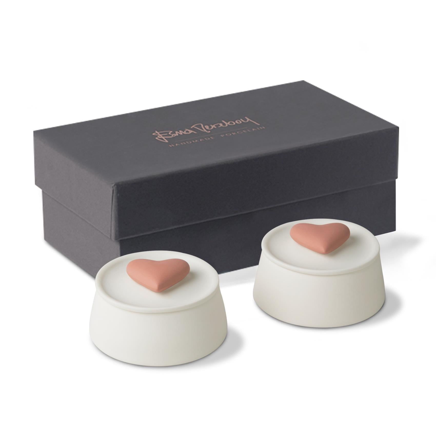 Love Harmony Small Candle Set of 2 Ivory & Coral 
