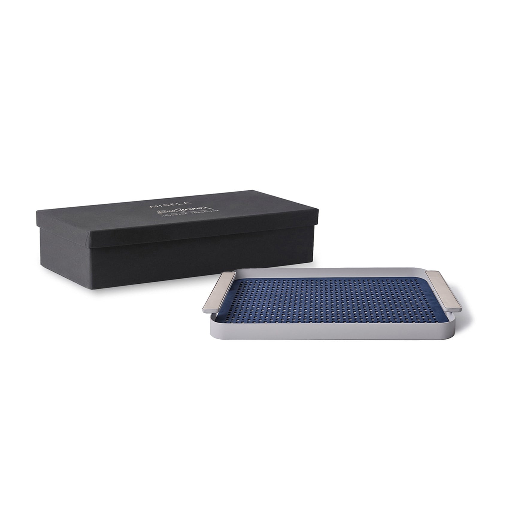 Misela Los Angeles Pattern Leather-Mat Rectangular Tray Grey 45x30cm 