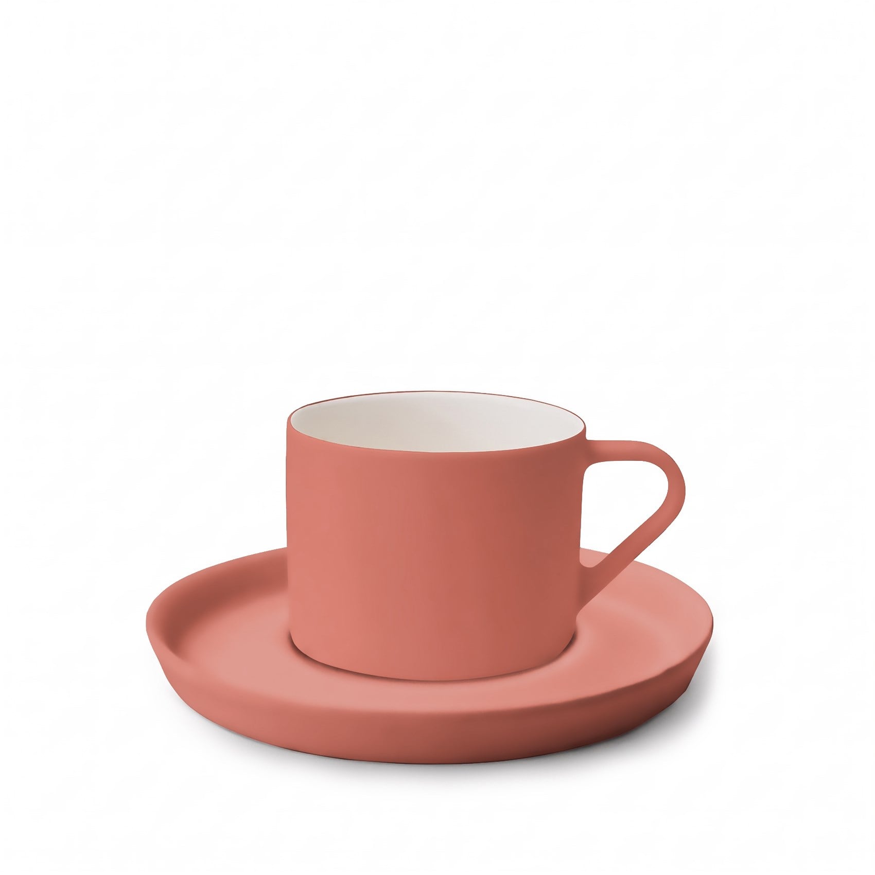 Nest Tabaklı Kahve/Çay Fincanı 180 ml Mercan-Mercan&Fildişi