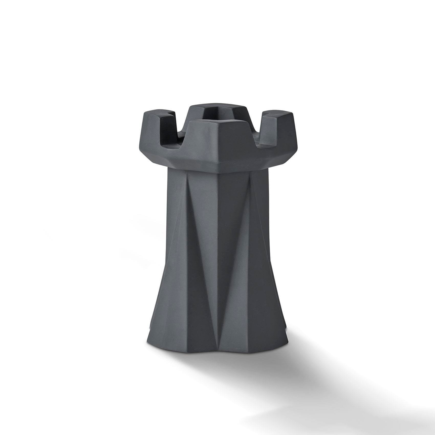 Chess Rook Candle Holder Black