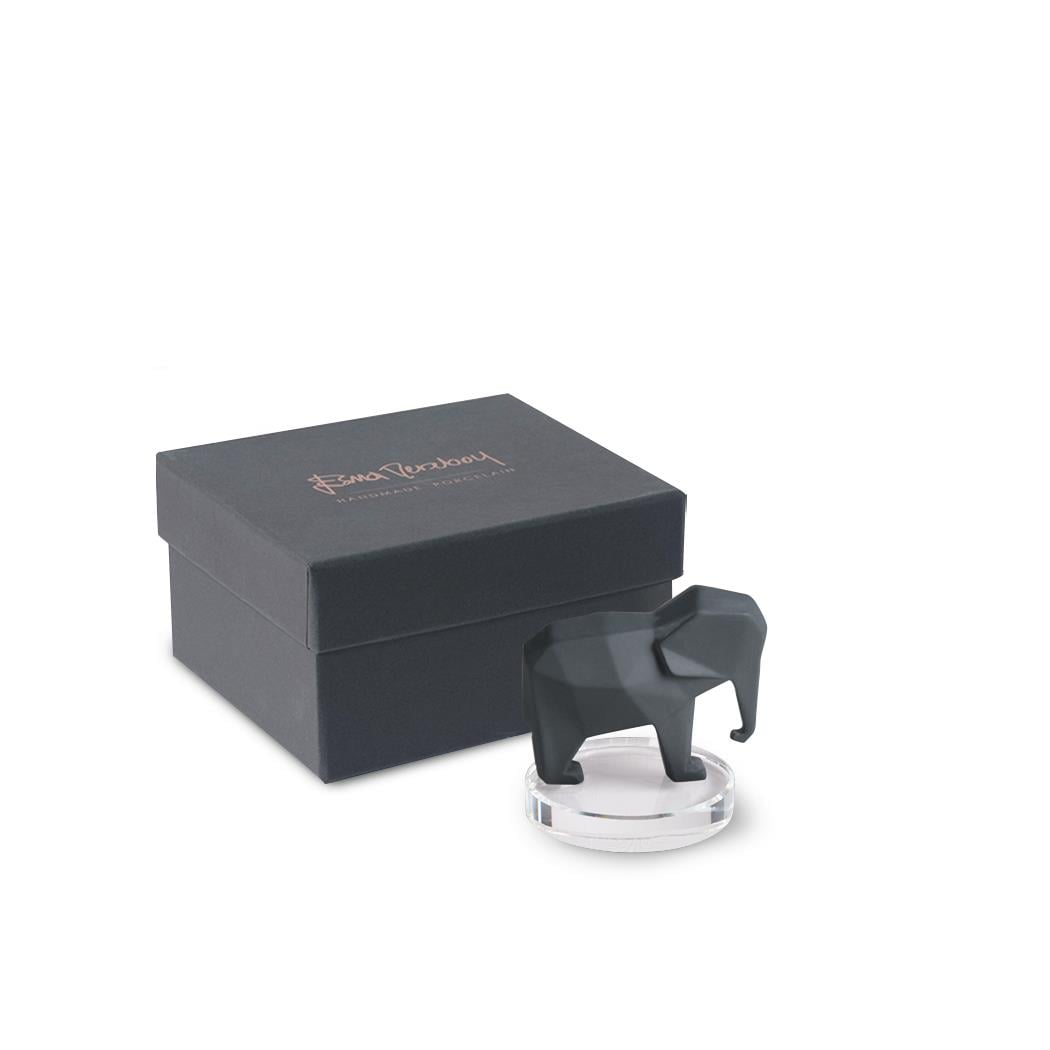 Chess Decorative Small Elephant With Glass Base Black 