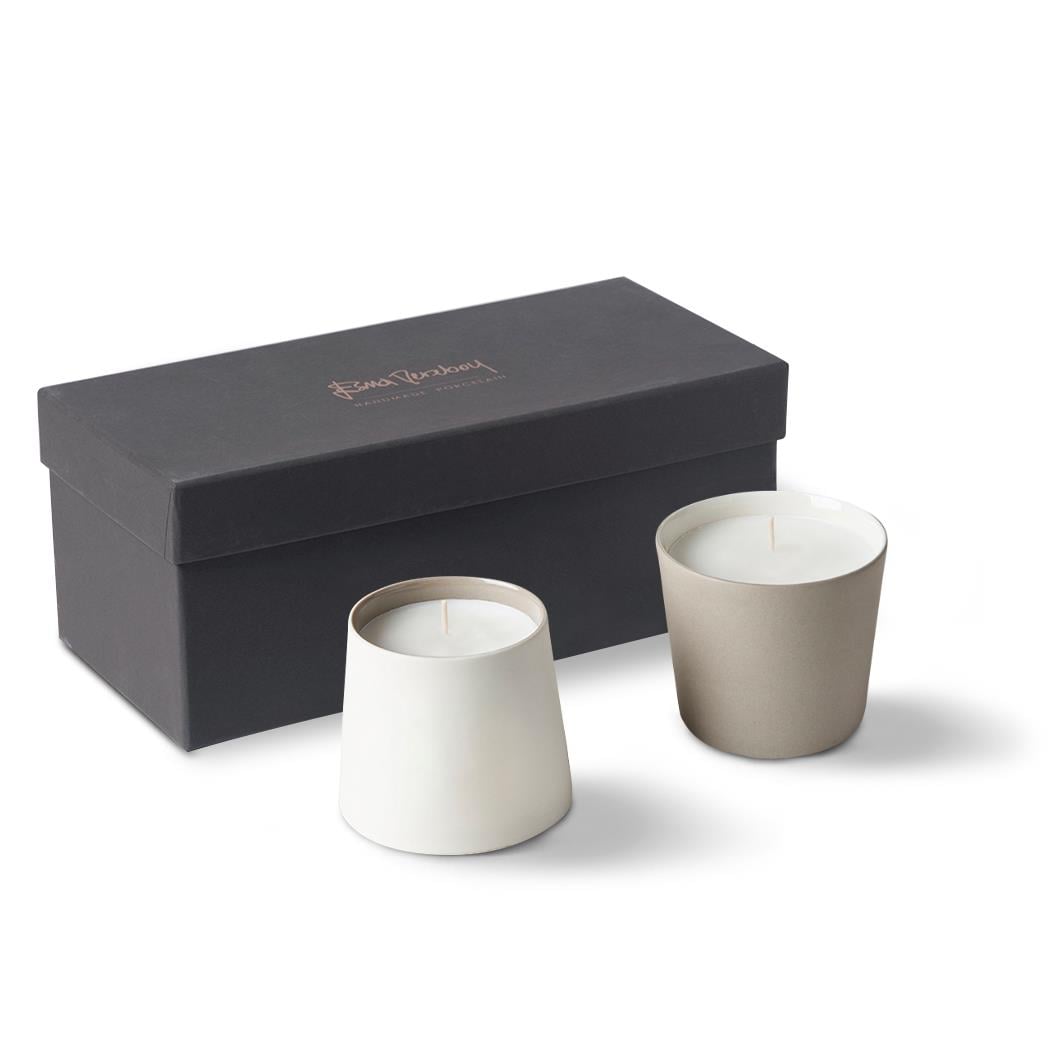 Tube Conıc Large Candle Set Of 2 Rock & Ivory