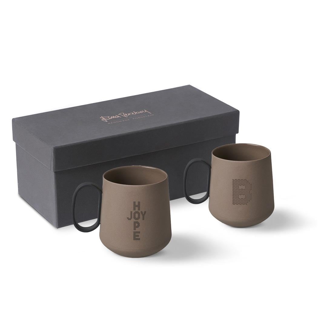 Tube Mug Set of 2 Rock (Hope-Joy & Custom Initial Letter) 