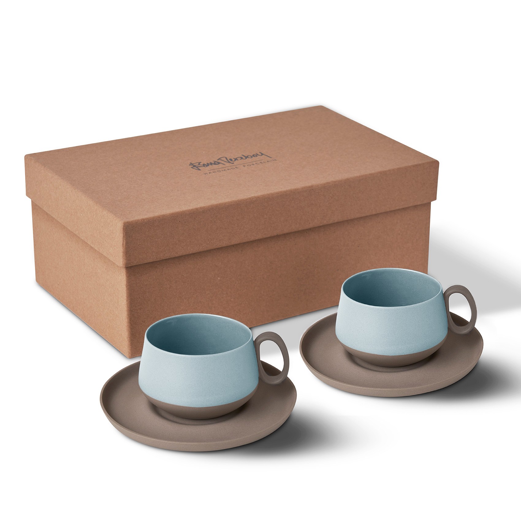 Tube Coffee/Tea Cup with Saucers Set of 2 Rock - Rock & Aqua 200 ml 