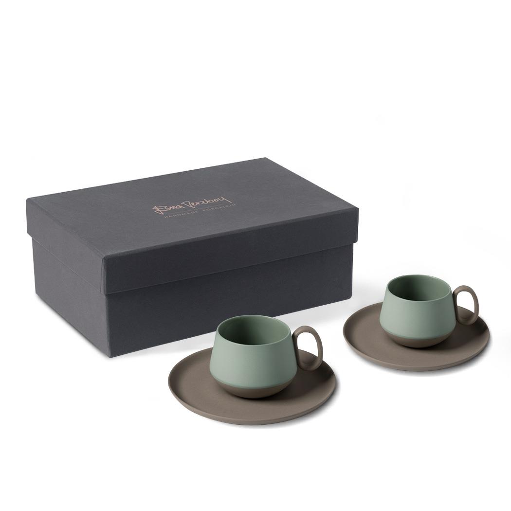 Tube Espresso Cup Wıth Saucer Set Of 2 Rock - Rock & Nıle