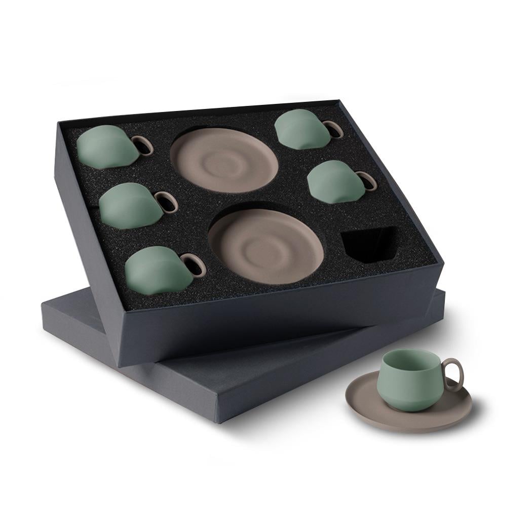 Tube Espresso Cup Wıth Saucer Set Of 6 Rock-nıle