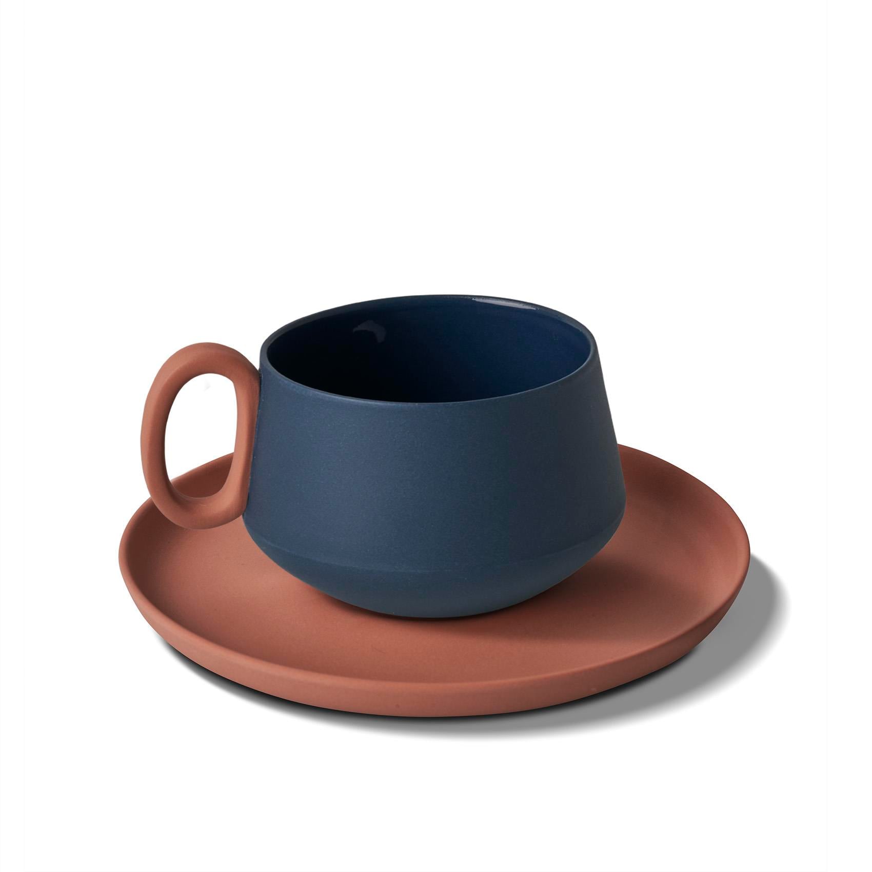Tube Tea Cup Wıth Saucer Coral-ocean