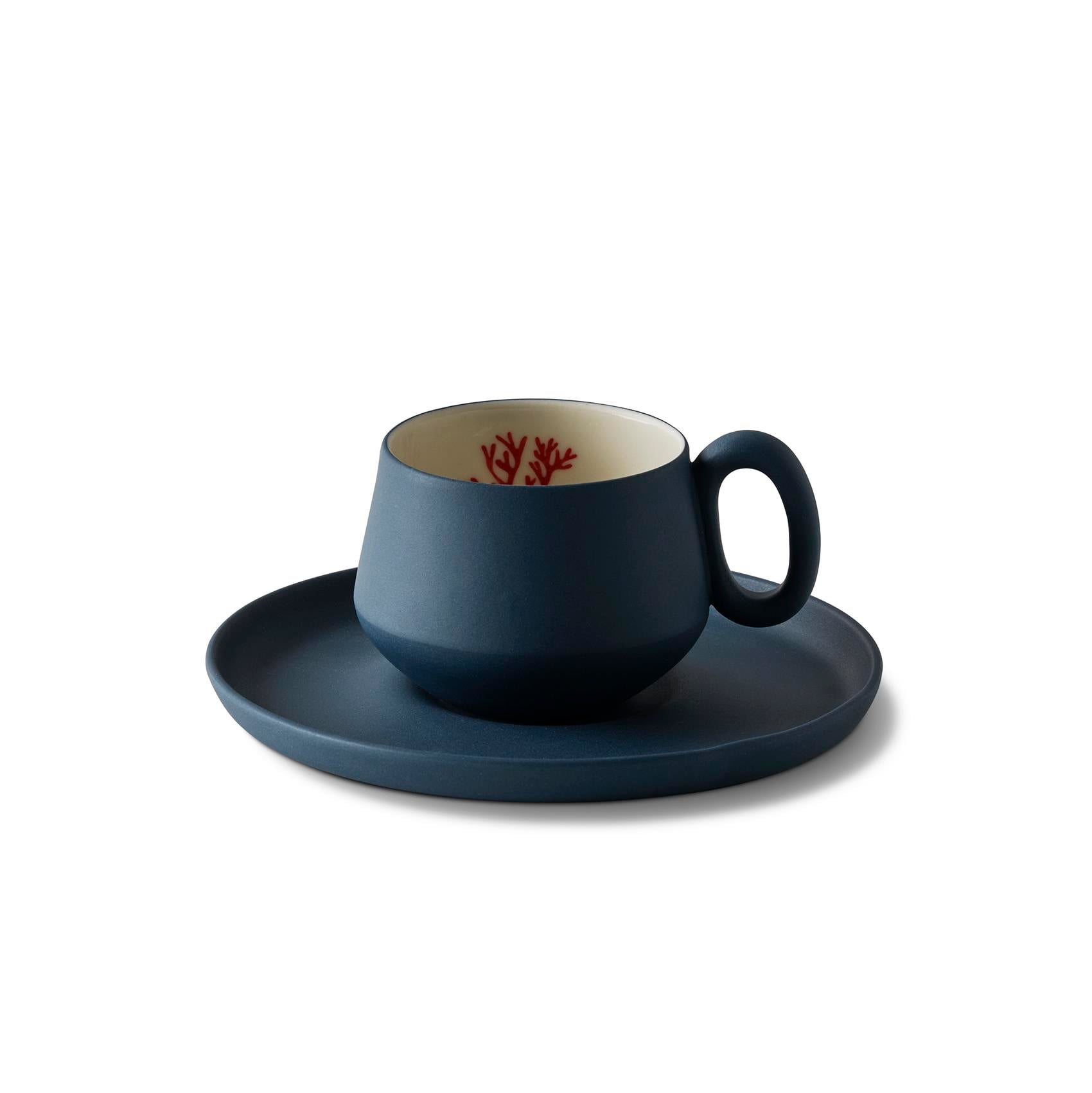 Tube Espresso Cup Wıth Saucer Ocean-red Coral