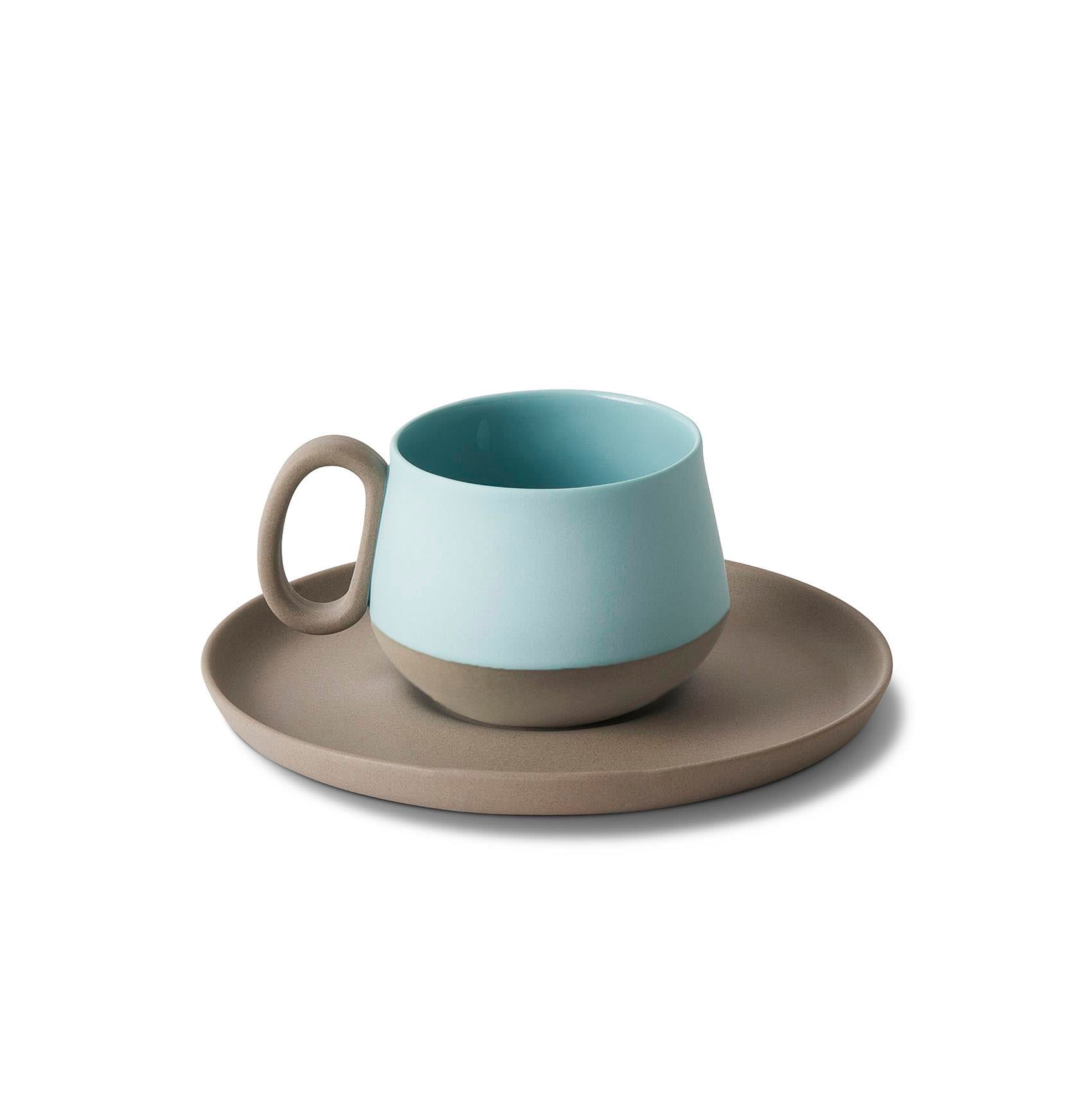 Tube Espresso Cup Wıth Saucer Rock - Rock & Aqua