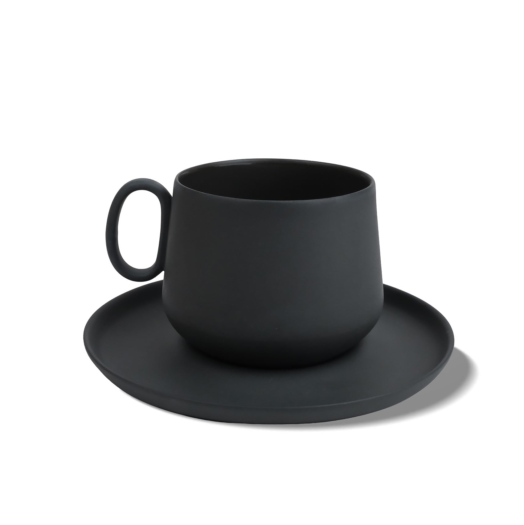 Tube Coffee/Tea Cup with Saucer Black - Black 250 ml 