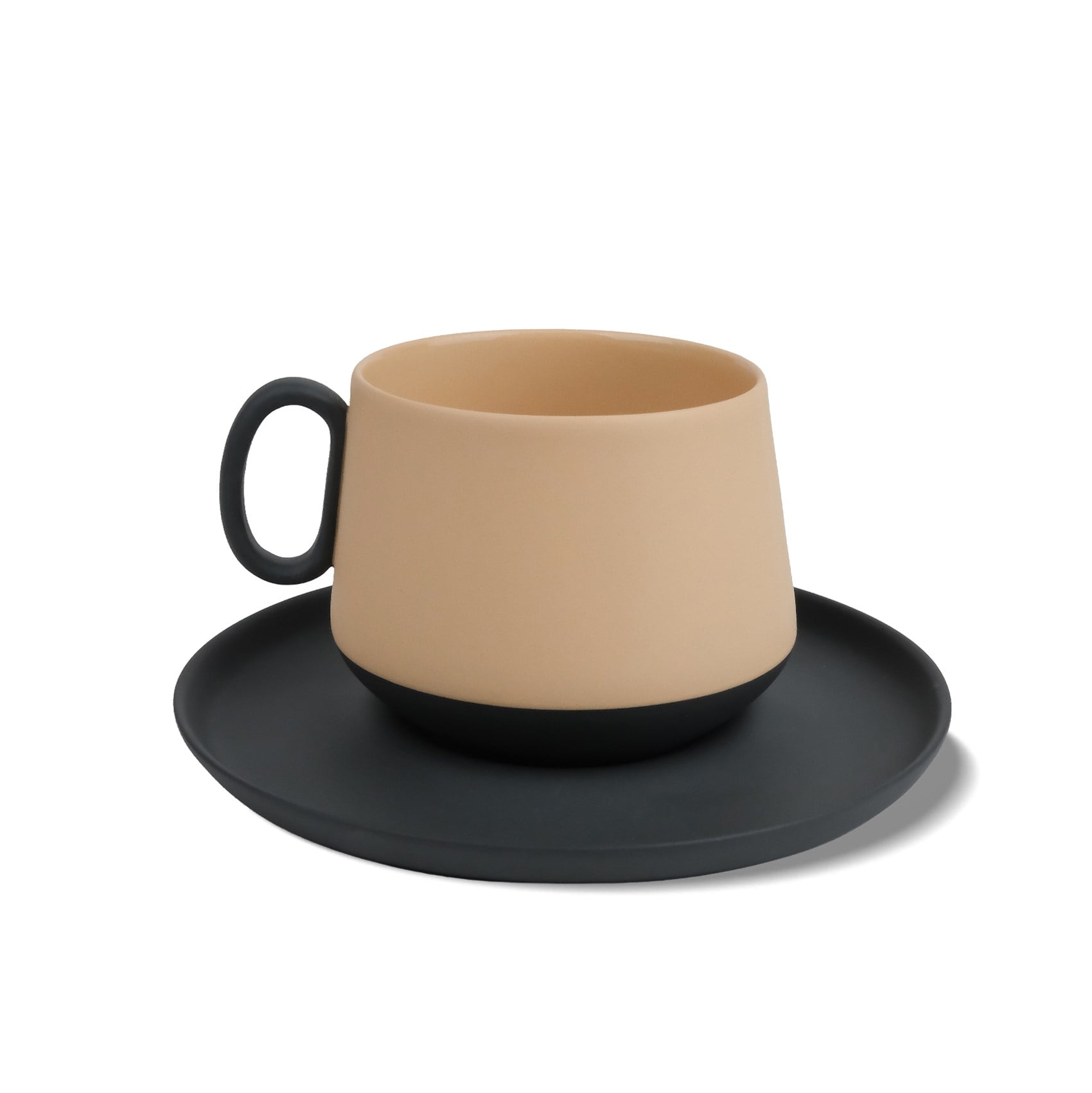 Tube Tabaklı Kahve/Çay Fincanı 250 ml Siyah - Siyah & Straw
