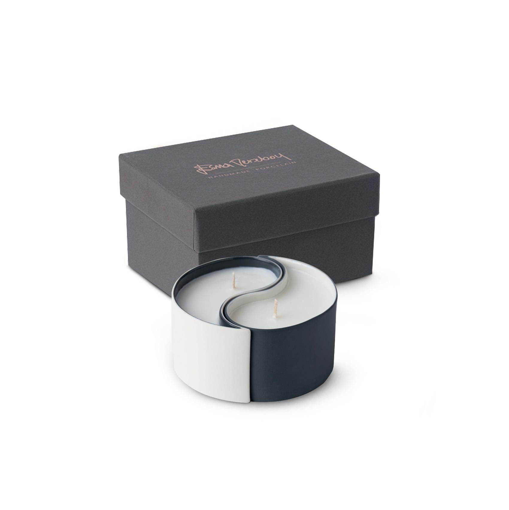 Yin Yang Candle Set of 2 Black & Ivory 