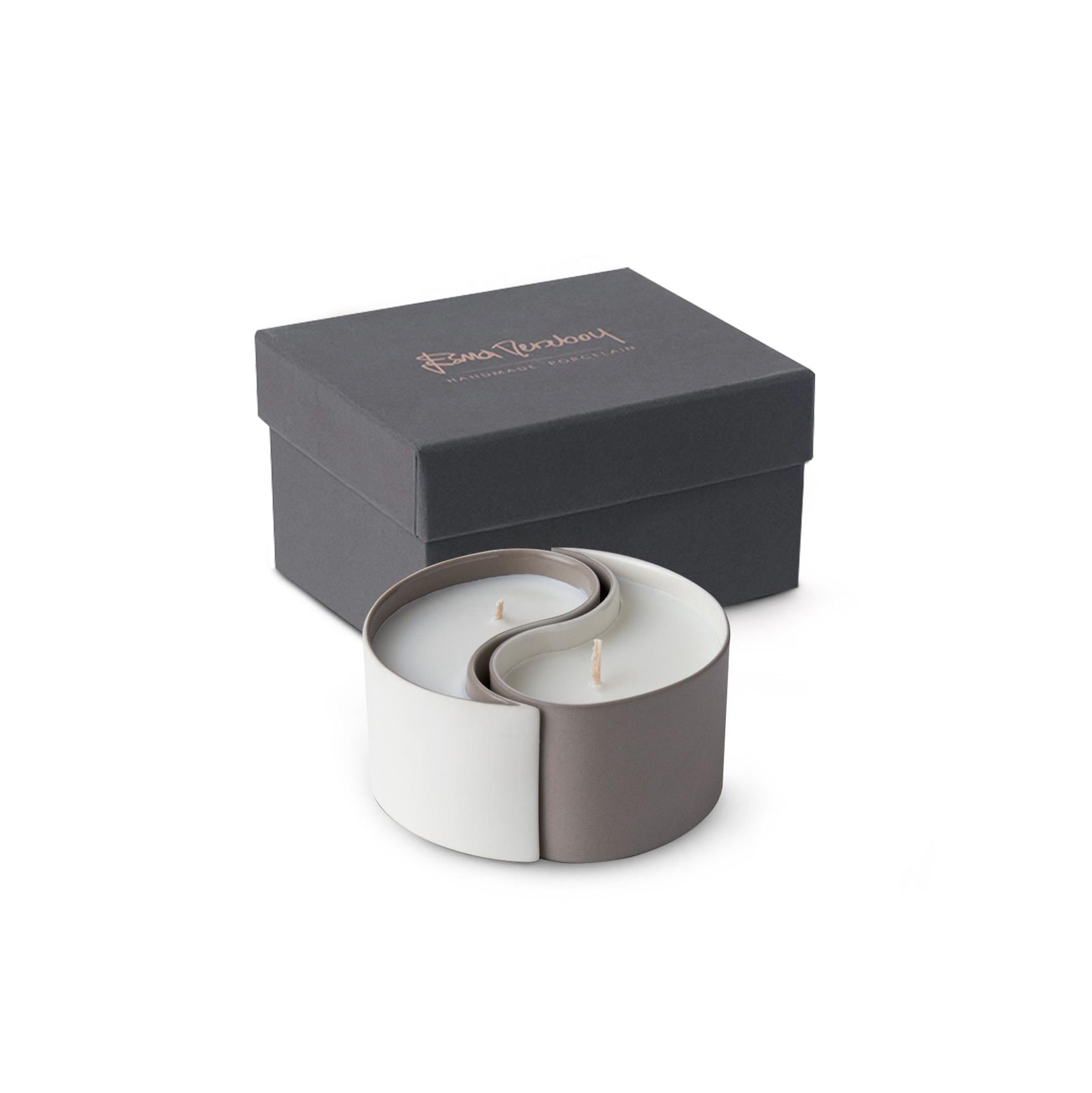 Yın Yang Candle Set Of 2 Rock & Ivory