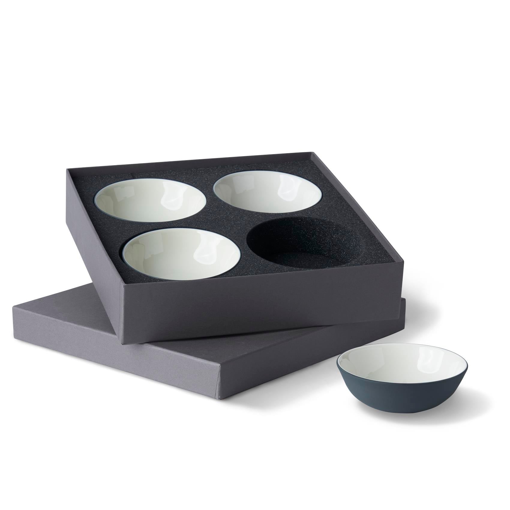 Round Small Bowl Set Of 4 Black & Ivory