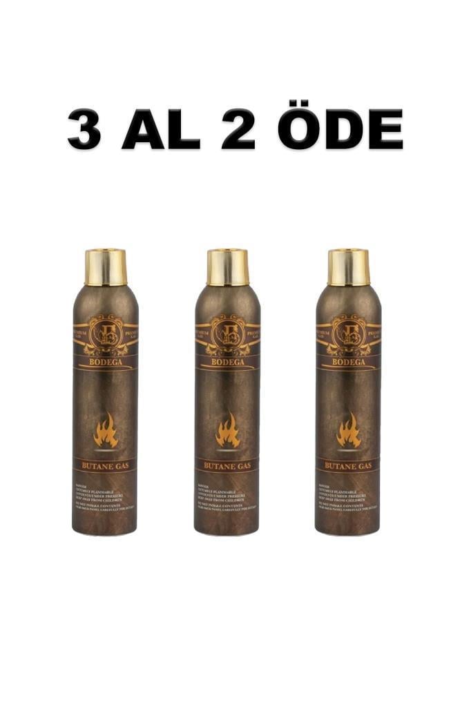Bodega Premium Gazlı ve Pürmüzlü Çakmaklar İçin Bütan Gaz 300ml 3 Al 2 Öde