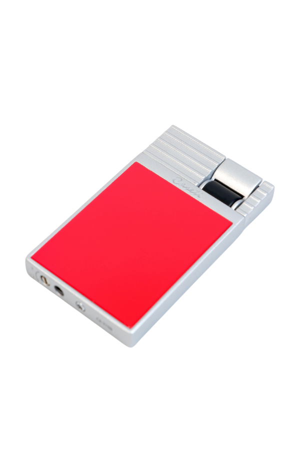 Caseti Tek Torch Perde Alev Kırmızı Gümüş Metal Puro Çakmağı
